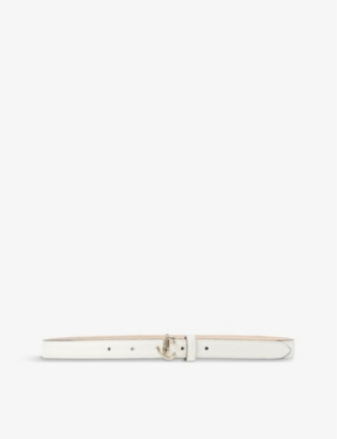 Shop Jimmy Choo Helina Brand-plaque Mini Leather Belt In White