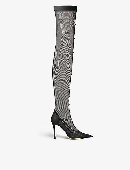 JIMMY CHOO: Psyche 95 mesh over-the-knee courts