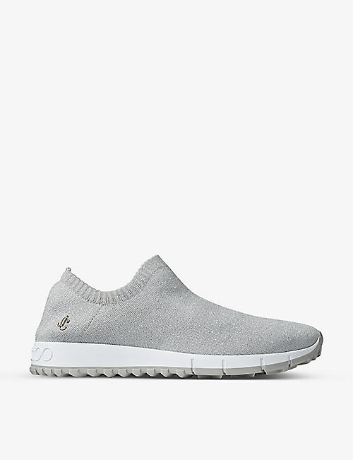 JIMMY CHOO: Verona brand-plaque knitted low-top trainers