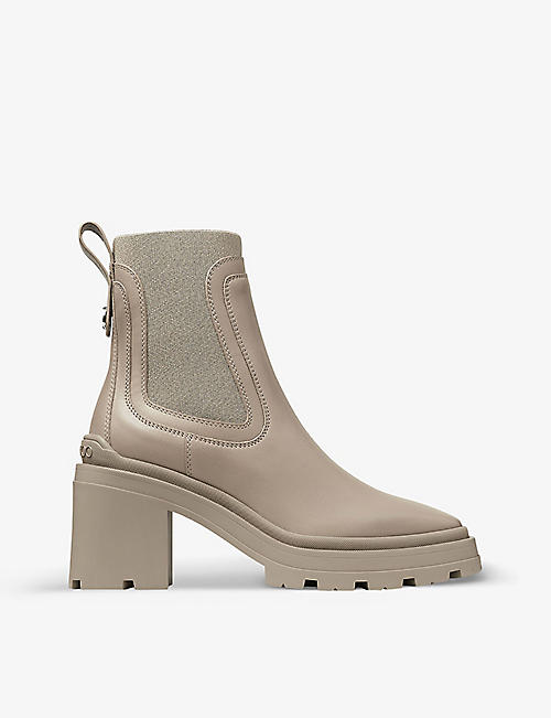 JIMMY CHOO: Veronique brand-plaque leather heeled ankle boots