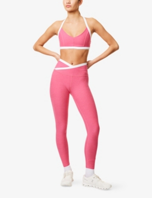 BEYOND YOGA: Wrap-around contrast-trim stretch-woven leggings