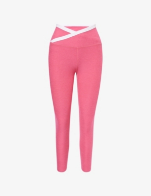 BEYOND YOGA: Wrap-around contrast-trim stretch-woven leggings