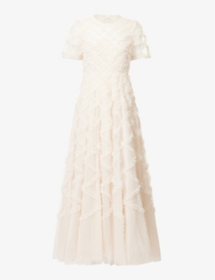 NEEDLE AND THREAD - Evelyn ruffled recycled-polyester gown | Selfridges.com
