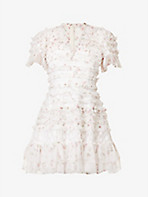 NEEDLE AND THREAD: Floral-print ruffled woven mini dress