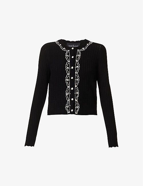 NEEDLE AND THREAD: Crystal bead-embellished wool and cashmere-blend knitted cardigan