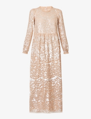 Lucile Embellished Sequin Gown | White