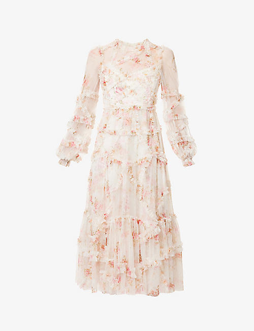 NEEDLE AND THREAD: Trailing Bloom floral-print woven maxi dress