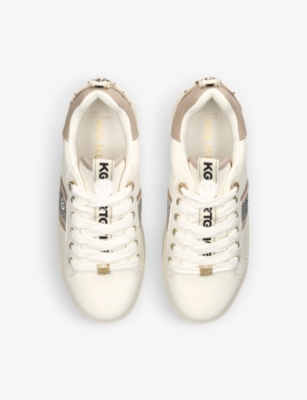 Kg Kurt Geiger Womens Pale Pink Leslie Gem Embellished Faux-leather Low-top Trainers In Pale Pink