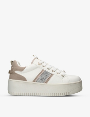 KG KURT GEIGER: Leslie Gem embellished faux-leather low-top trainers