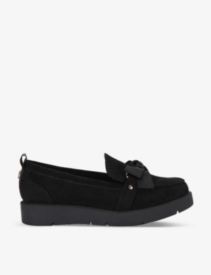 Kg Kurt Geiger Morly Bow Vegan Faux-suede Loafers In Black