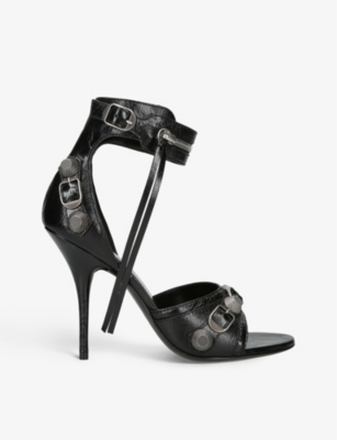 BALENCIAGA: Cagole 110 stud-embellished leather heeled sandals