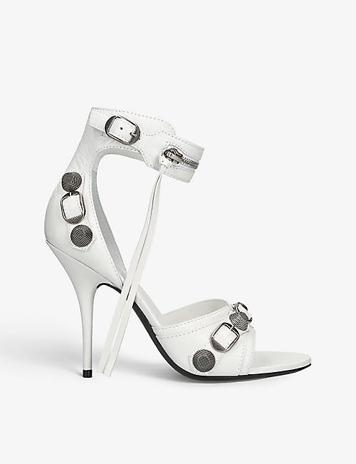 BALENCIAGA: Cagole 110 stud-embellished leather heeled sandals