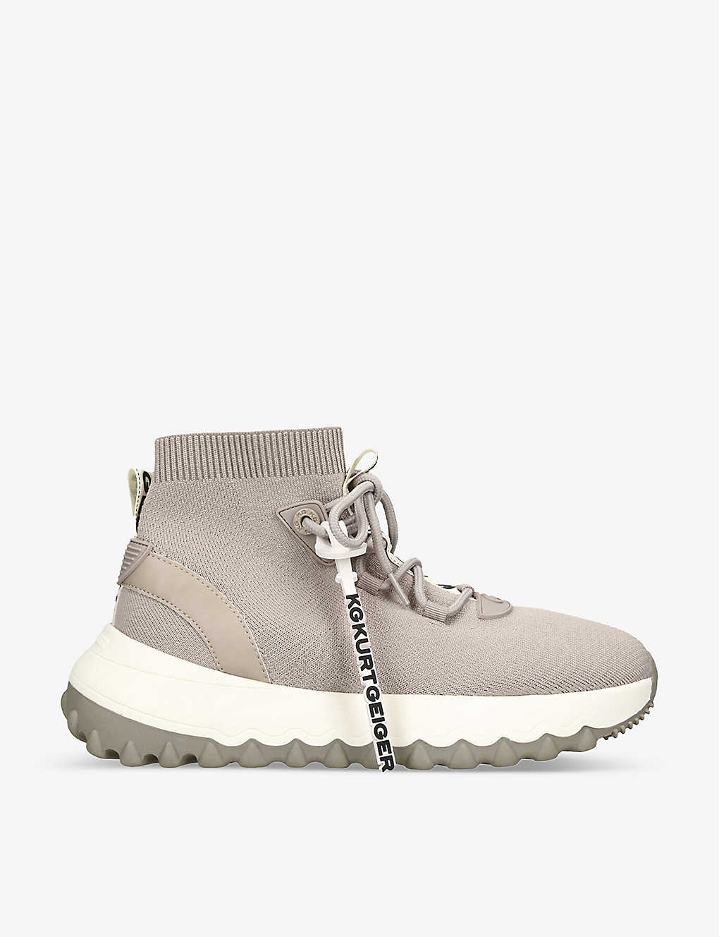 Kg Kurt Geiger Womens Taupe Lowell Logo-tag Knitted Hi-top Trainers