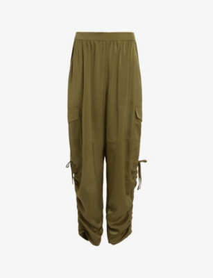 Allsaints Kaye Ruched Cargo Pants In Khaki Green