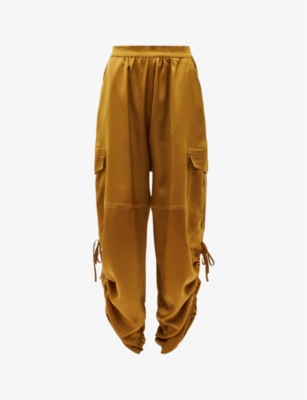 Allsaints Kaye Ruched Cargo Pants In Ochre Yellow