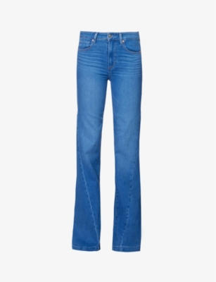 Paige Womens Md Blue With Highs Genevieve Brand-patch High-rise Mid-rise Stretch-denim Jeans In Blue