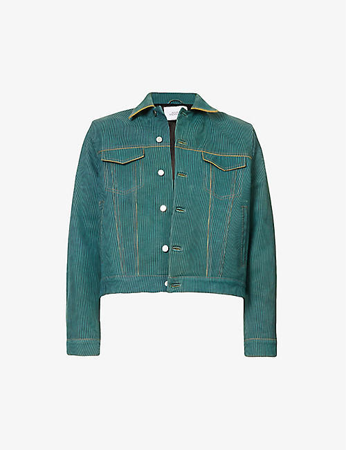 BIANCA SAUNDERS: Larda contrast-stitch boxy-fit leather jacket