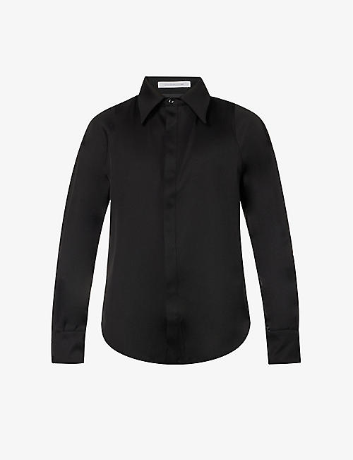 BIANCA SAUNDERS: Row Back contrast-panel regular-fit twill shirt