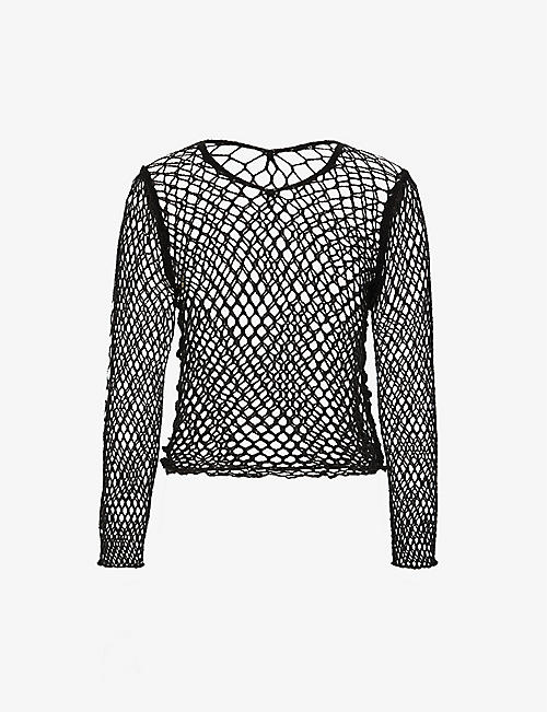 JUNYA WATANABE: Cut-out slim-fit cotton-blend knitted top