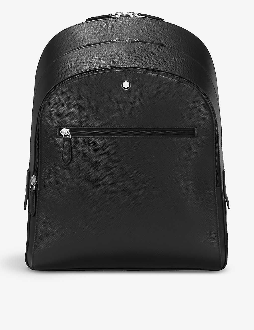 Shop Montblanc Black Sartorial Medium Grained-leather Backpack