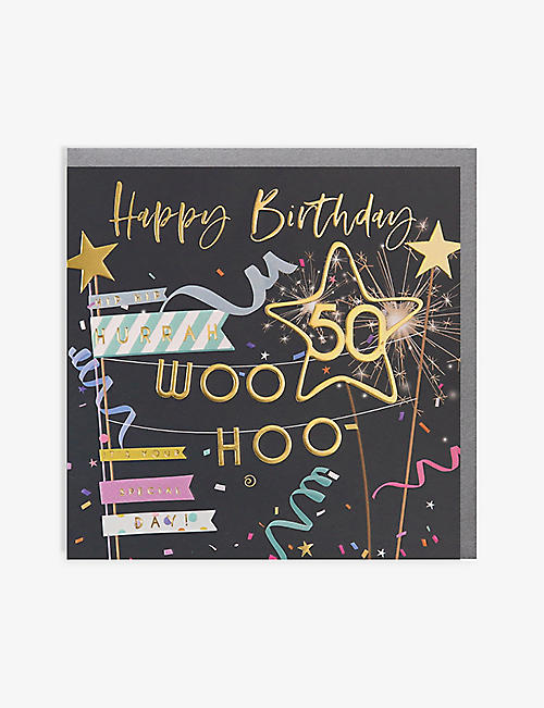 BELLY BUTTON DESIGNS: Happy Birthday 50 birthday card 16.5cm x 16.5cm