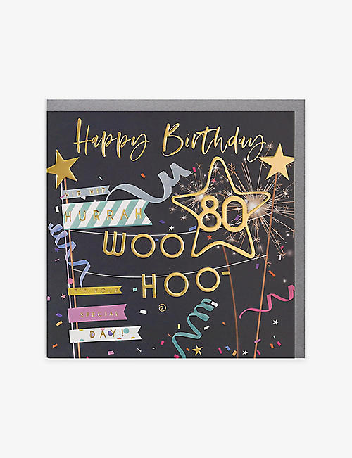 BELLY BUTTON DESIGNS: Happy Birthday 80 birthday card 16.5cm x 16.5cm