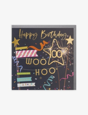 BELLY BUTTON DESIGNS: Happy Birthday 100 birthday card 16.5cm x 16.5cm