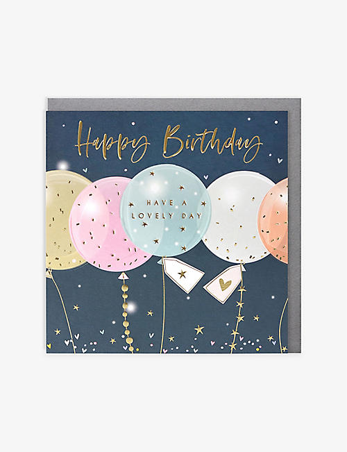 BELLY BUTTON DESIGNS: Happy Birthday balloons greetings card 16.5cm x 16.5cm