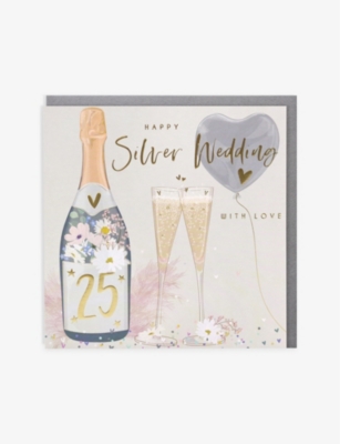 BELLY BUTTON DESIGNS: Happy Silver Wedding greetings card 16.5cm x 16.5cm