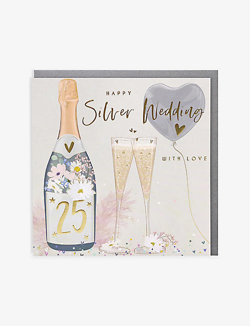 BELLY BUTTON DESIGNS: Happy Silver Wedding greetings card 16.5cm x 16.5cm