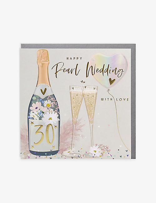 BELLY BUTTON DESIGNS: Happy Pearl Wedding greetings card 16.5cm x 16.5cm