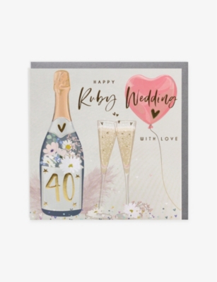 BELLY BUTTON DESIGNS: Happy Ruby Wedding greetings card 16.5cm x 16.5cm