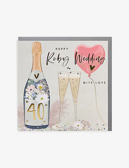 BELLY BUTTON DESIGNS: Happy Ruby Wedding greetings card 16.5cm x 16.5cm