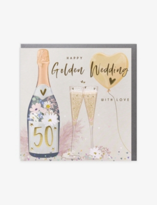 BELLY BUTTON DESIGNS: Happy Golden Wedding greetings card 16.5cm x 16.5cm