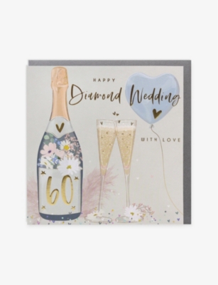 BELLY BUTTON DESIGNS: Happy Diamond Wedding greetings card 16.5cm x 16.5cm