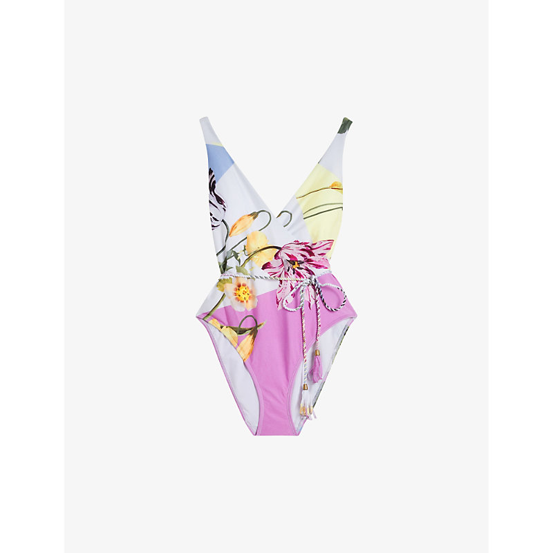 TED BAKER TED BAKER WOMEN'S WHITE ROZIEH FLORAL-PRINT SWIMSUIT,66534182