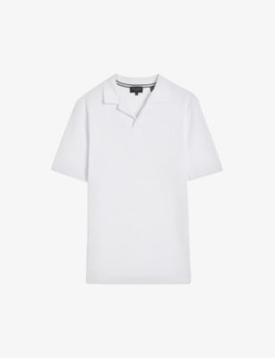 Ted Baker Sandbank Revere-collar Cotton-towelling Polo Shirt In White