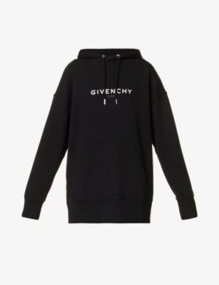 GIVENCHY LOGO-PRINT RELAXED-FIT COTTON HOODY,66542972