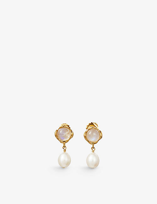 ALIGHIERI: The Moonlight Capture 24ct yellow gold-plated recycled-bronze and freshwater pearls earrings