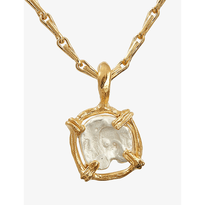 Shop Alighieri The Gilded Frame 24ct Yellow Gold-plated Bronze, Brass And Recycled Sterling-silver Pendant Necklace In Silver/gold