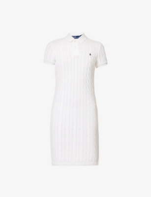 POLO RALPH LAUREN: Logo-embroidered cotton-knit mini dress