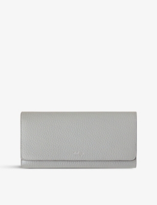 SMALL TRIFOLD WALLET IN GRAINED CALFSKIN - GREY