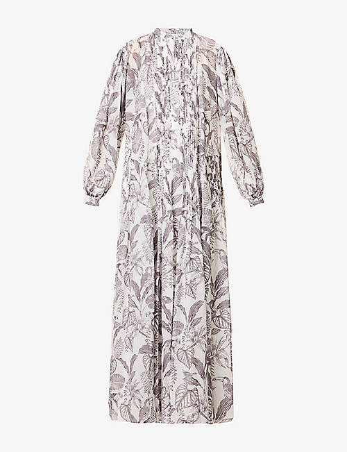 COSTARELLOS: Filippa floral-pattern woven maxi dress