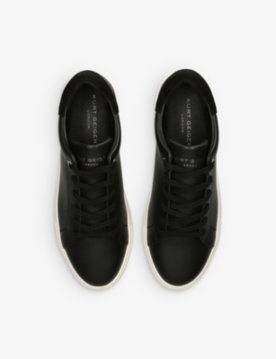 Kurt Geiger London Mens Black Laney2 Foil-logo Leather Low-top Trainers In Black