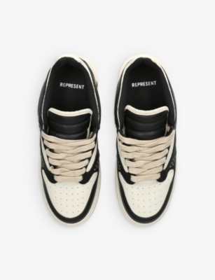 Shop Represent Men's Black Reptor Branded Leather Low-top Trainers