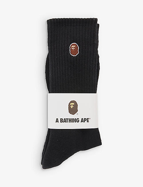 BAPE: Ape-head brand-embroidered cotton-blend socks