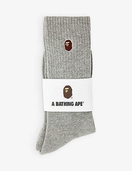 BAPE: Logo-embroidered cotton-blend ankle socks