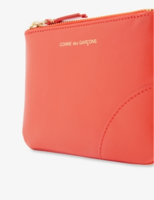 COMME DES GARÇONS WOMENS ORANGE LOGO-PRINT HALF-ZIP LEATHER WALLET 66564776