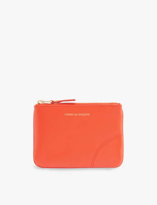 Logo-print half-zip leather wallet