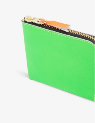 COMME DES GARÇONS WOMENS BLUE GREEN SUPER FLUO HALF-ZIP LEATHER WALLET 66564813